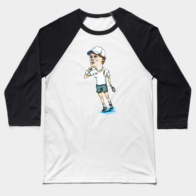 Jannik Sinner Pro Tennis Baseball T-Shirt by dizzycat-biz